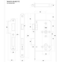 Formani Basics LBLA60-Y72 cilinderslot afgerond doornmaat 60mm - mat zwart