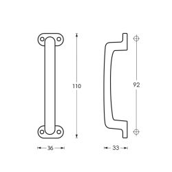 Handgreep 777 110mm mat zwart