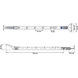 Raamuitzetter verstelbaar 30 cm - RVS finish/zwart