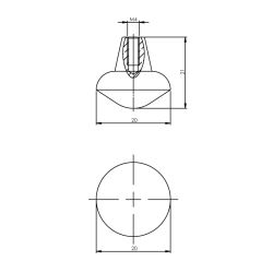 Knop punt rond 20mm mat zwart