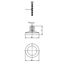 Knop rond groot mat zwart