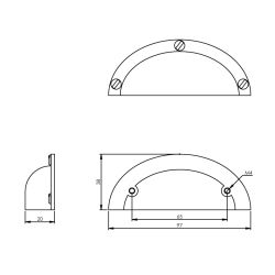 Komgreep 64/97mm mat zwart