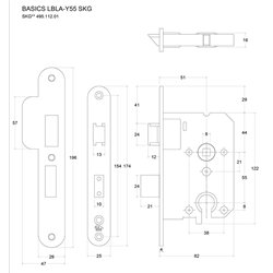 Formani Basics LBLSA-Y55 veiligheidsslot voor buitendeuren profielcilindergat 55mm SKG** afgerond - mat RVS