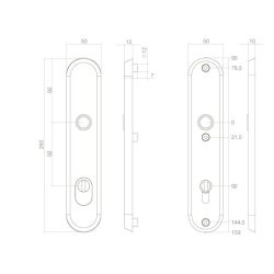 Intersteel Veiligheidsschilden SKG3 doorgaand profielcilindergat 92mm met kerntrekbeveiliging - RVS