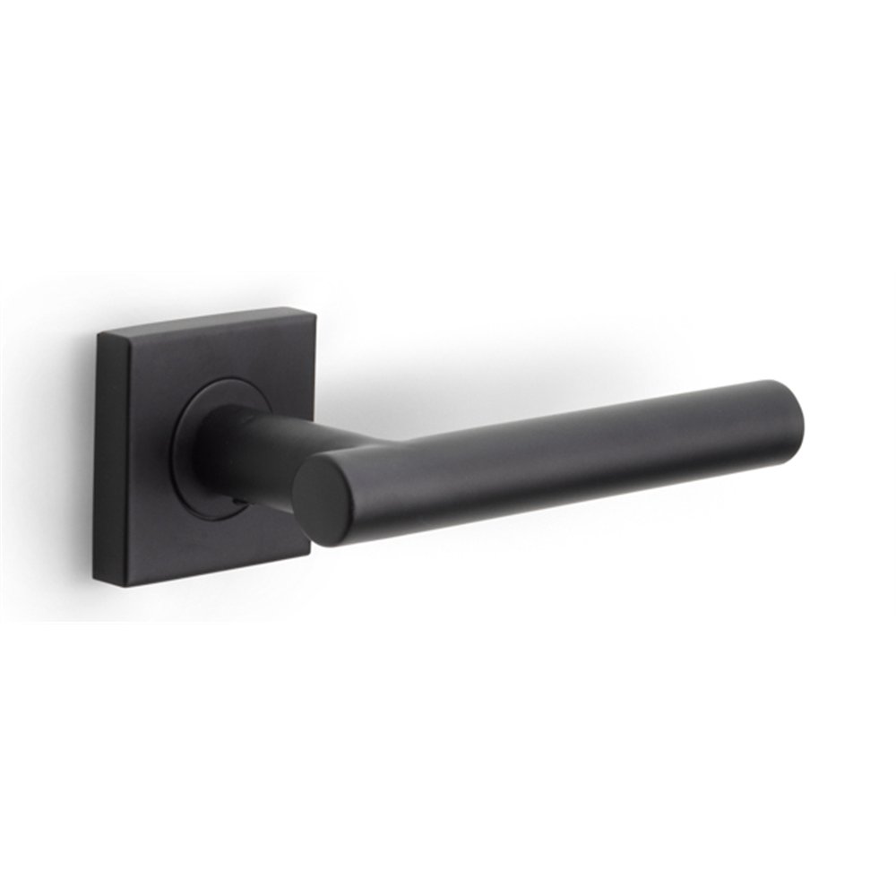 Deurkruk BASICS LB7-19BSQR53G geveerd op vierkant rozet - mat zwart