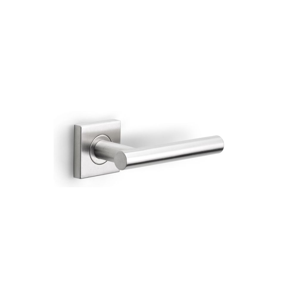Formani Basics LB7-19BSQ deurkruk geveerd op vierkant rozet - mat RVS