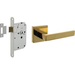 Intersteel deurbeslag set loopslot wit met deurkruk Hera op rozet 55x55mm - PVD messingkleur