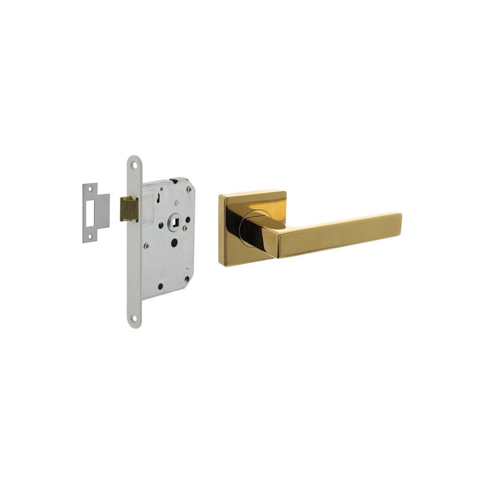 Intersteel deurbeslag set loopslot wit met deurkruk Hera op rozet 55x55mm - PVD messingkleur