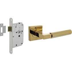 Intersteel deurbeslag set loopslot wit met deurkruk Baustil op rozet 55x55mm - PVD messingkleur