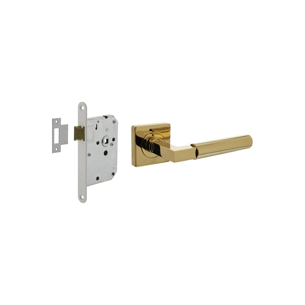 Intersteel deurbeslag set loopslot wit met deurkruk Baustil op rozet 55x55mm - PVD messingkleur