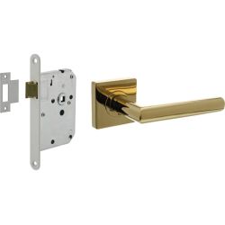 Intersteel deurbeslag set loopslot wit met deurkruk Bastian op rozet 55x55mm - PVD messingkleur