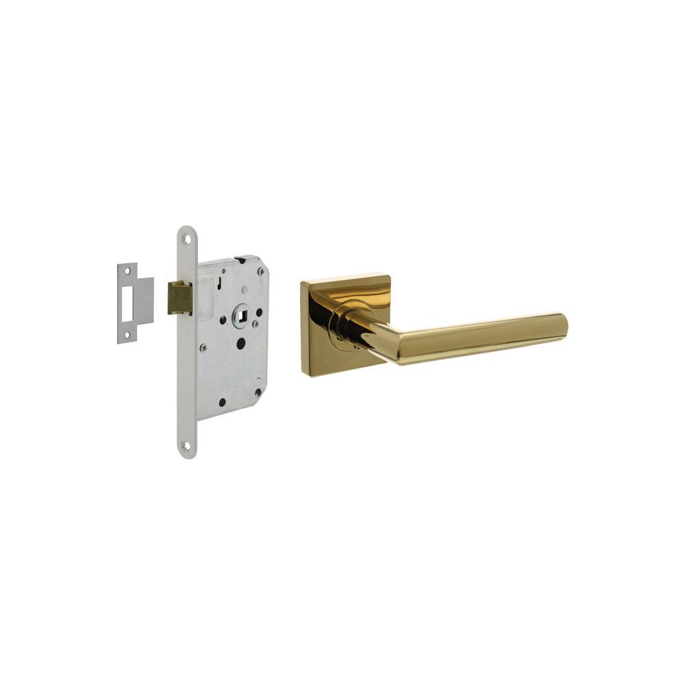 Intersteel deurbeslag set loopslot wit met deurkruk Bastian op rozet 55x55mm - PVD messingkleur