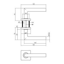 Intersteel deurbeslag set loopslot wit met deurkruk Bastian op rozet 55x55mm - PVD messingkleur