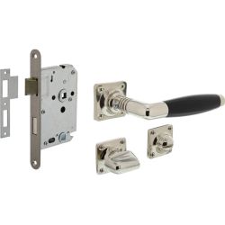Intersteel deurbeslag set toiletslot 63/8 rvs met deurkruk Ton basic op rozet 38x38mm en WC-sluiting - nikkel