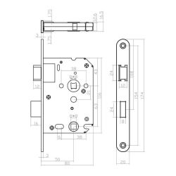 Intersteel deurbeslag set toiletslot 63/8 rvs met deurkruk Ton basic op rozet 38x38mm en WC-sluiting - nikkel