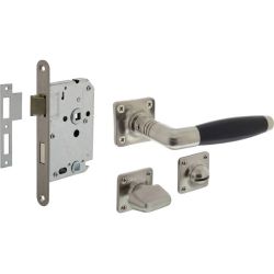 Intersteel set toiletslot 63/8 rvs met deurkruk Ton basic op rozet 38x38mm en WC-sluiting - nikkel mat