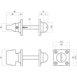 Intersteel set toiletslot 63/8 rvs met deurkruk Ton basic op rozet 38x38mm en WC-sluiting - nikkel mat