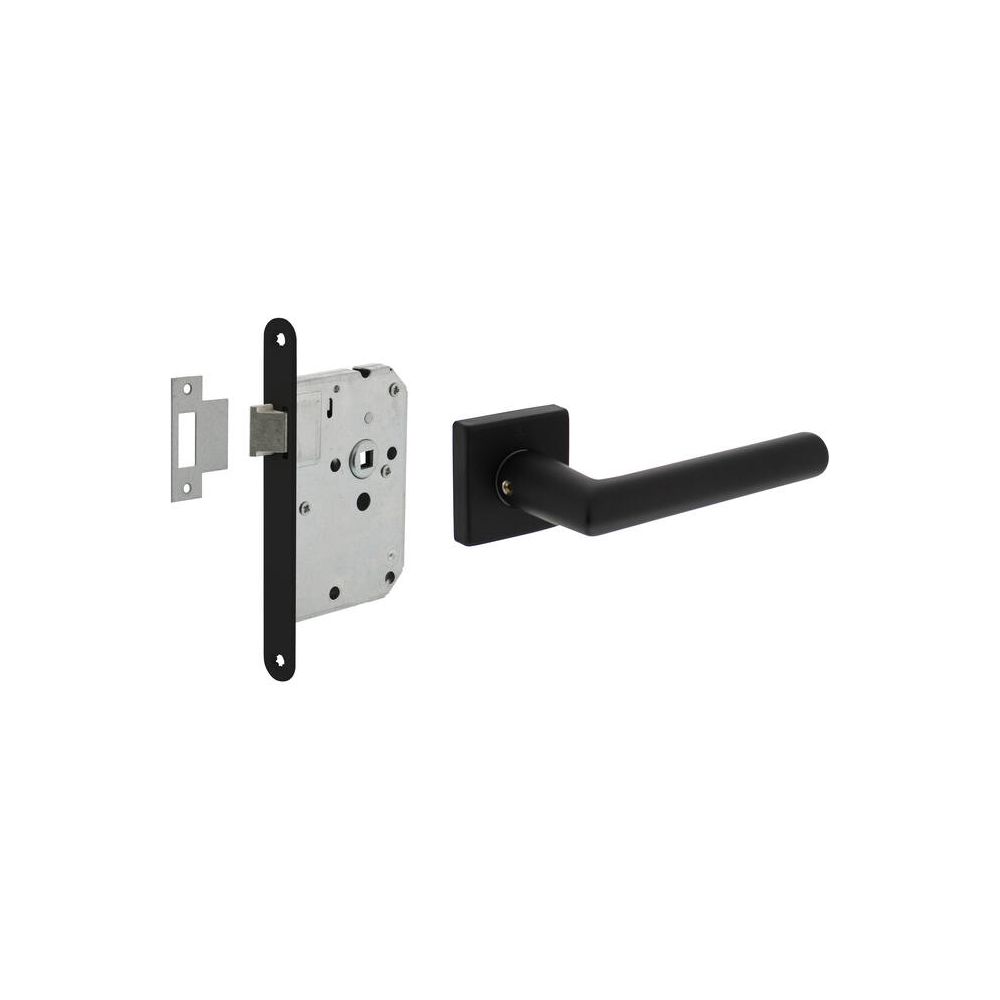 Intersteel set loopslot zwart met deurkruk Broome op rozet 50x50mm - zwart