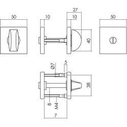 Intersteel set toiletslot 63/8mm zwart met deurkruk Broome op rozet 50x50mm en WC-sluiting - zwart