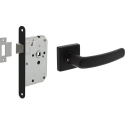 Intersteel set loopslot zwart met deurkruk Denham op rozet 50x50mm - zwart