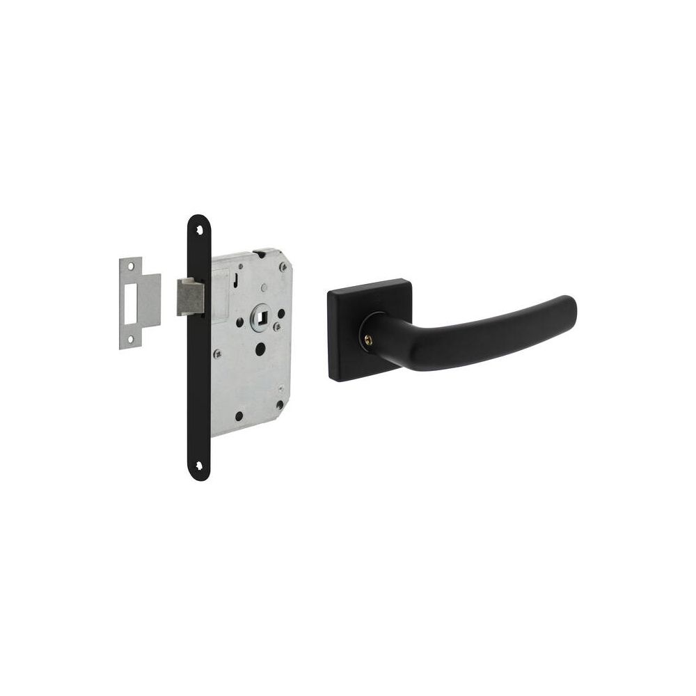 Intersteel set loopslot zwart met deurkruk Denham op rozet 50x50mm - zwart