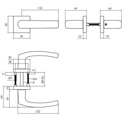 Intersteel set loopslot zwart met deurkruk Denham op rozet 50x50mm - zwart