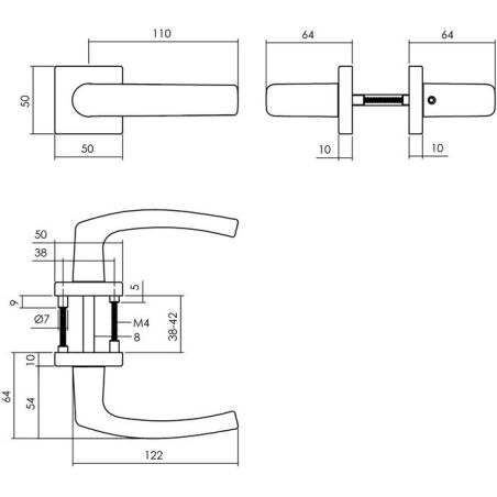 Intersteel set toiletslot 63/8mm zwart met deurkruk Denham op rozet ...