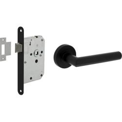 Intersteel set loopslot zwart met deurkruk Bastian op rozet ø52x10mm - zwart