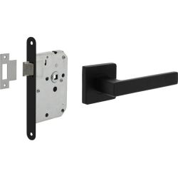 Intersteel set loopslot zwart met deurkruk Hera op rozet 55x55mm - zwart
