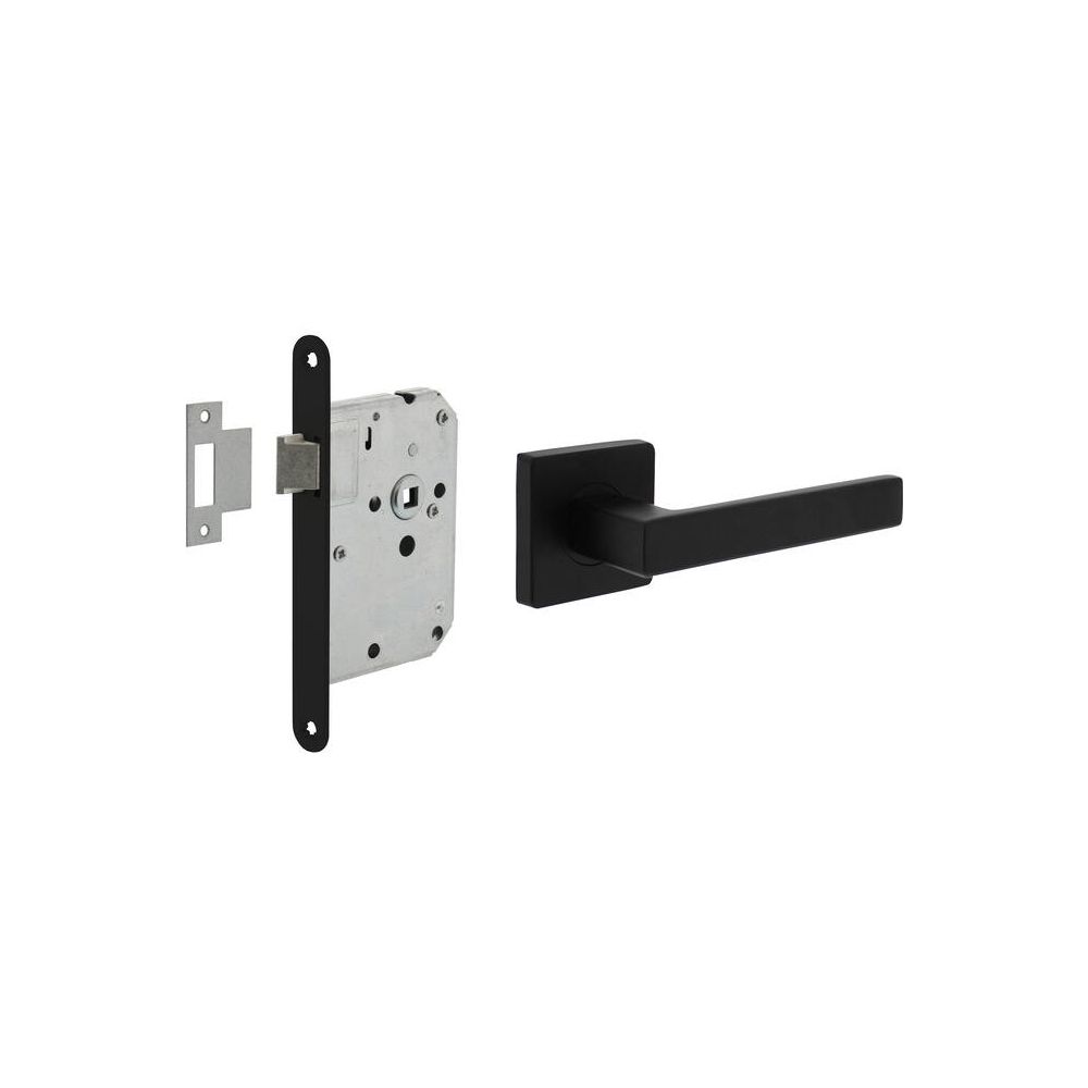 Intersteel set loopslot zwart met deurkruk Hera op rozet 55x55mm - zwart