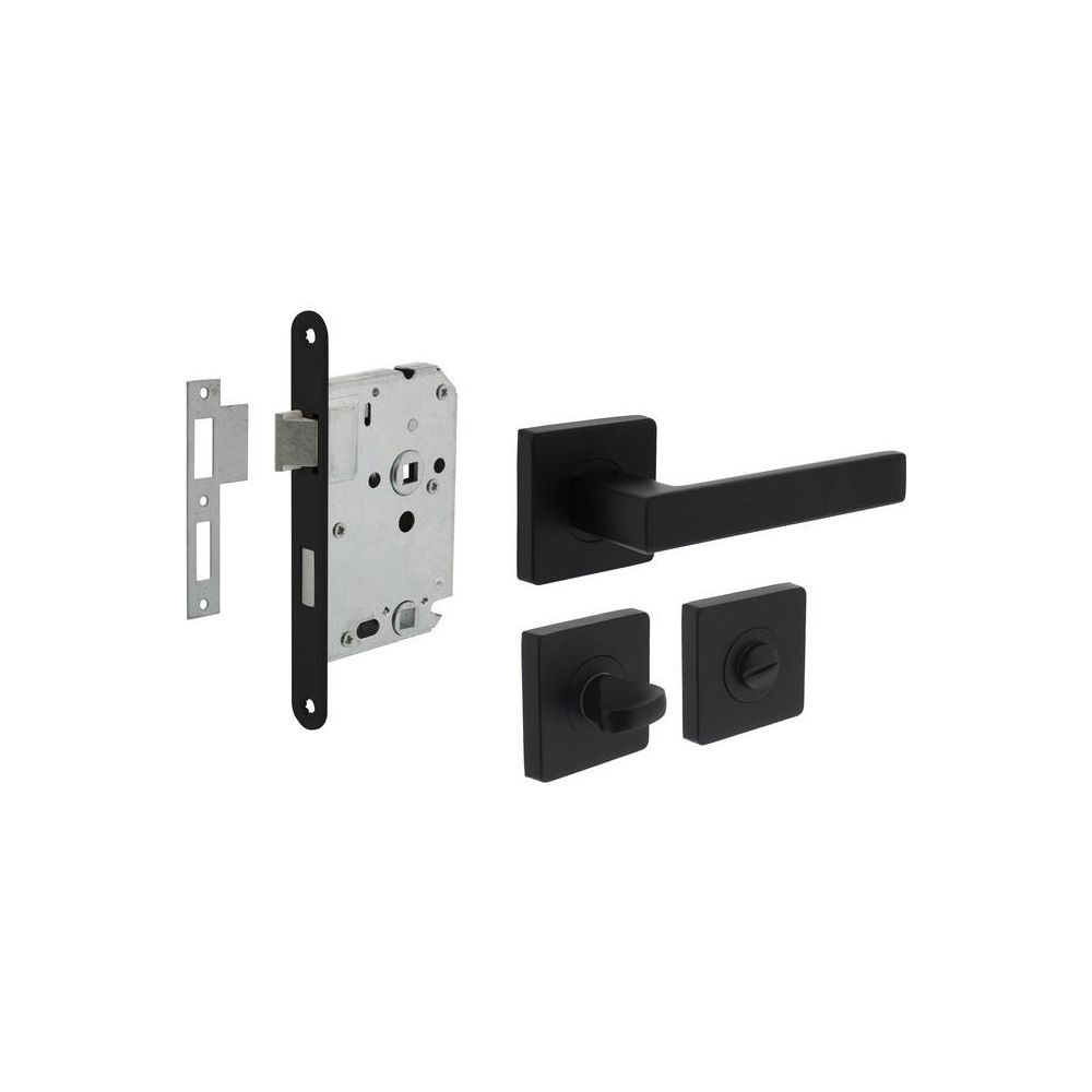 Intersteel set toiletslot 63/8 zwart met deurkruk Hera op rozet 55x55mm en WC-sluiting - zwart