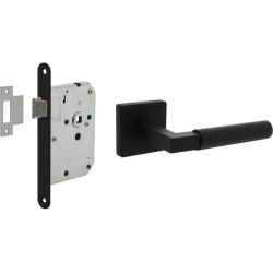 Intersteel set oopslot zwart met deurkruk Baustil op rozet 55x55mm - zwart