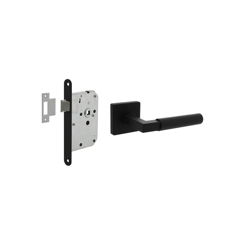 Intersteel set oopslot zwart met deurkruk Baustil op rozet 55x55mm - zwart