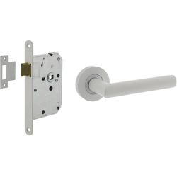 Intersteel set loopslot wit met deurkruk Bastian op rozet ø52x10mm - wit