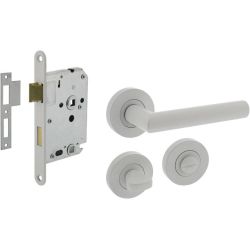 Intersteel set toiletslot 63/8mm wit met deurkruk Bastian op rozet ø52x10mm en WC-sluiting - wit