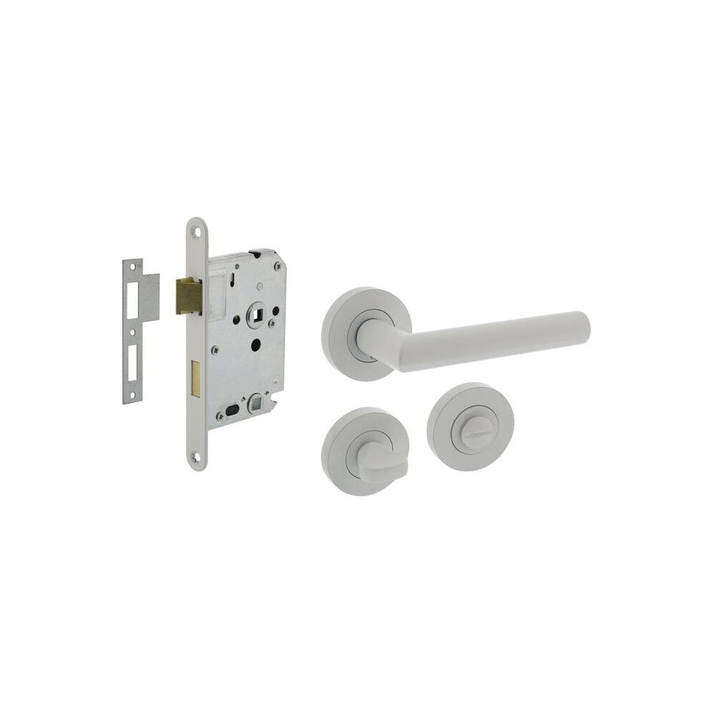 Intersteel set toiletslot 63/8mm wit met deurkruk Bastian op rozet ø52x10mm en WC-sluiting - wit