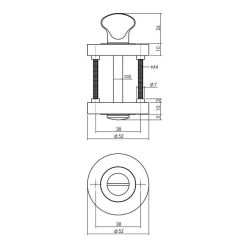 Intersteel set toiletslot 63/8mm wit met deurkruk Bastian op rozet ø52x10mm en WC-sluiting - wit