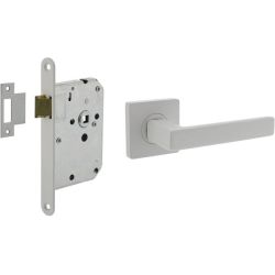Intersteel set loopslot wit met deurkruk Hera op rozet 55x55mm - wit