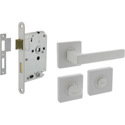 Intersteel set toiletslot 63/8mm wit met deurkruk Hera op rozet 55x55mm en WC-sluiting - wit