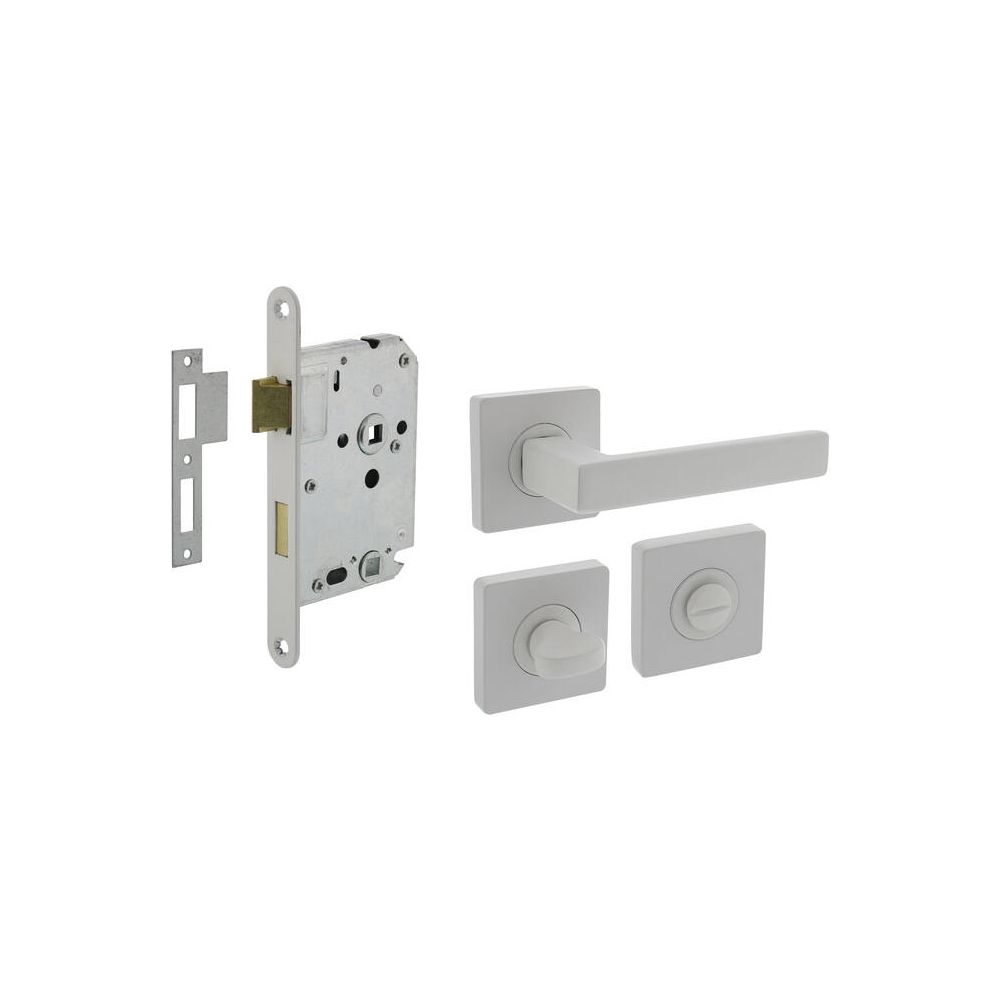 Intersteel set toiletslot 63/8mm wit met deurkruk Hera op rozet 55x55mm en WC-sluiting - wit
