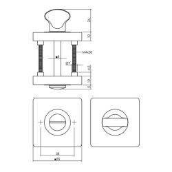 Intersteel set toiletslot 63/8mm wit met deurkruk Hera op rozet 55x55mm en WC-sluiting - wit