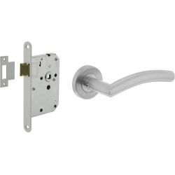 Intersteel set loopslot wit met deurkruk Lisa/90° basic op rozet ø53x9mm - rvs