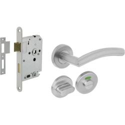 Intersteel set toiletslot 63/8mm wit met deurkruk Lisa/90° basic op rozet ø53x9mm en WC-sluiting rvs