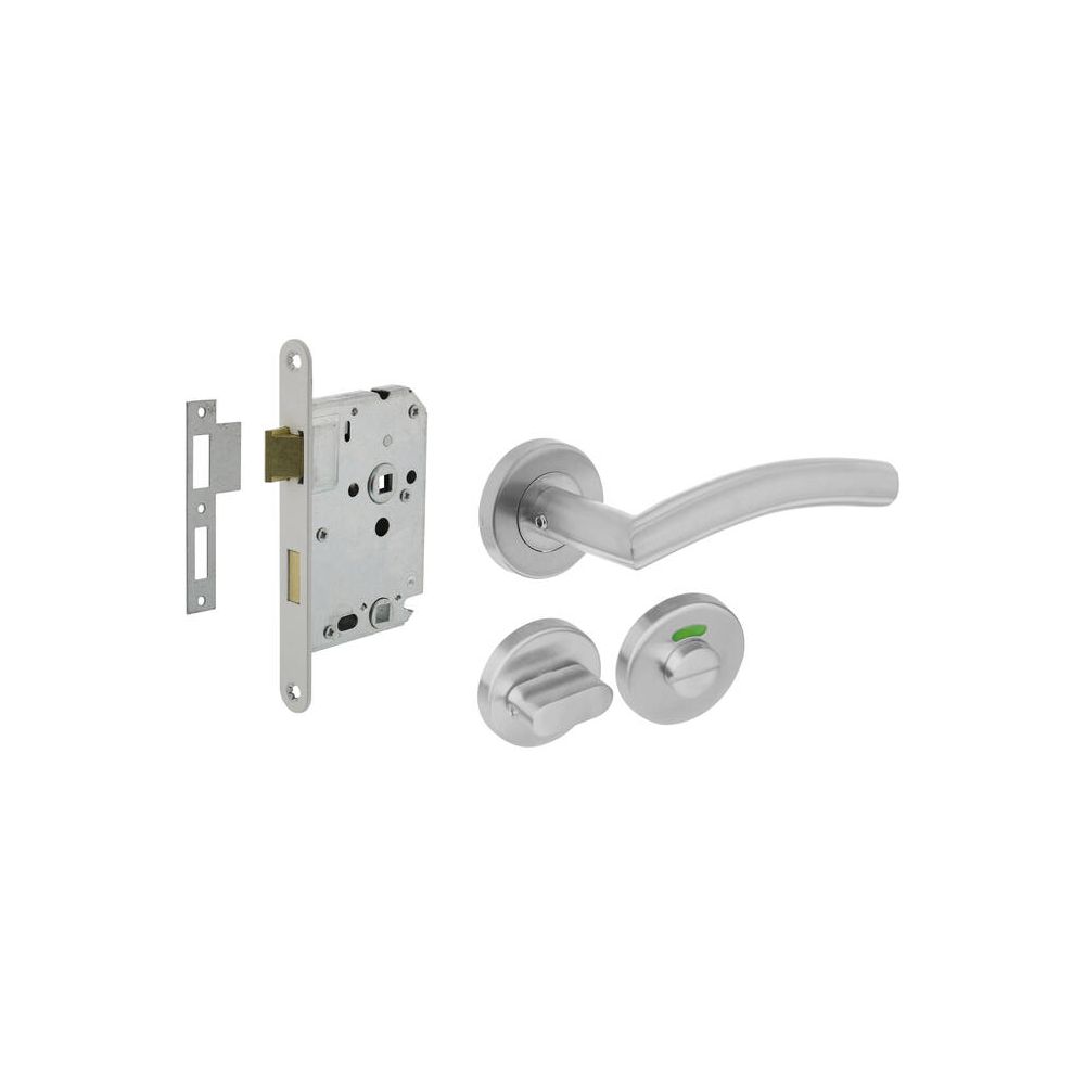 Intersteel set toiletslot 63/8mm wit met deurkruk Lisa/90° basic op rozet ø53x9mm en WC-sluiting rvs