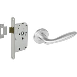 Intersteel set  loopslot wit met deurkruk Jupiter op rozet ø53x8mm - rvs
