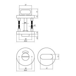 Intersteel set  toiletslot 63/8mm wit met deurkruk Jupiter op rozet ø53x8mm en WC-sluiting - rvs