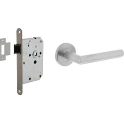 Intersteel set loopslot rvs met deurkruk Jura op rozet ø53x9mm - rvs