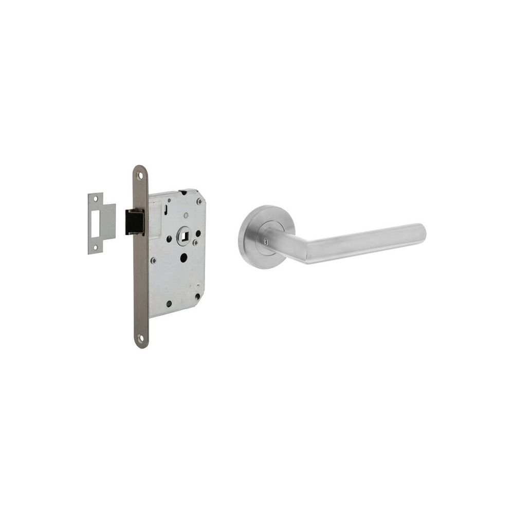 Intersteel set loopslot rvs met deurkruk Jura op rozet ø53x9mm - rvs