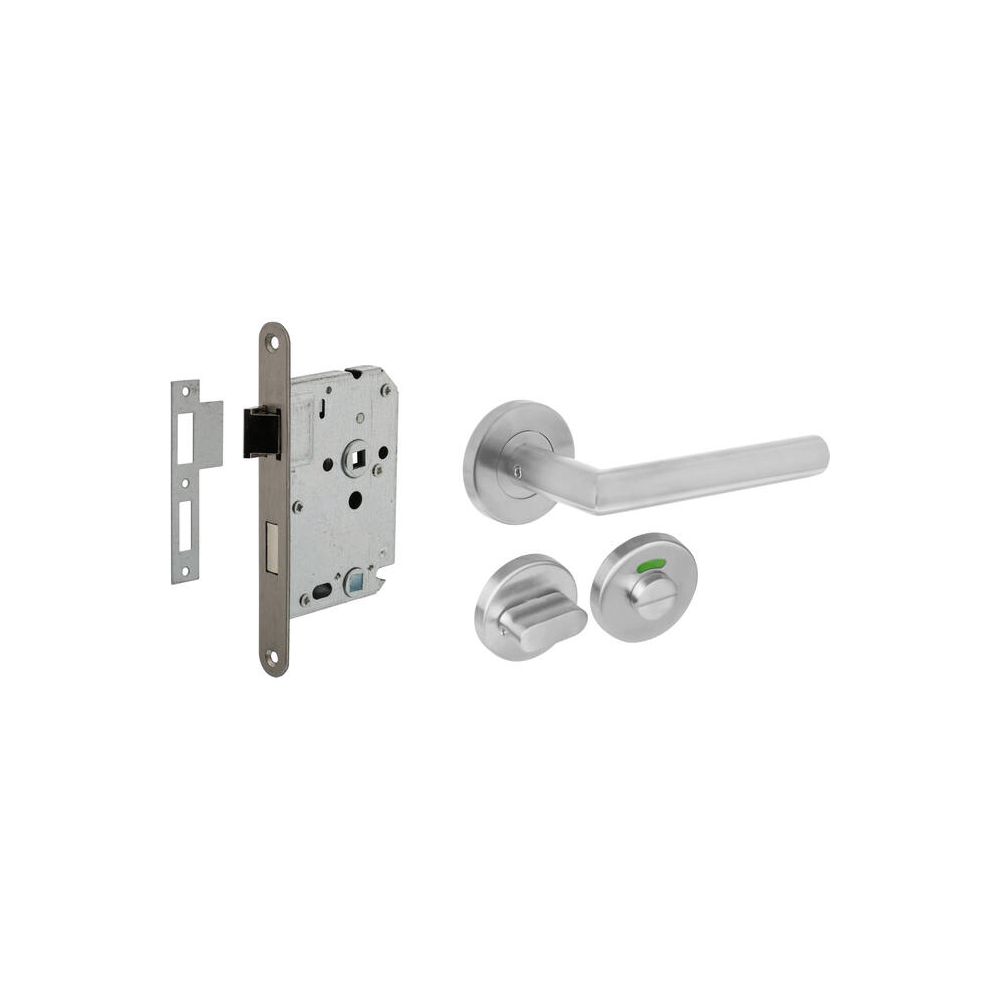 Intersteel set toiletslot 63/8 rvs met deurkruk Jura op rozet ø53x9mm - rvs