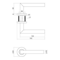 Intersteel set toiletslot 63/8 rvs met deurkruk Jura op rozet ø53x9mm - rvs